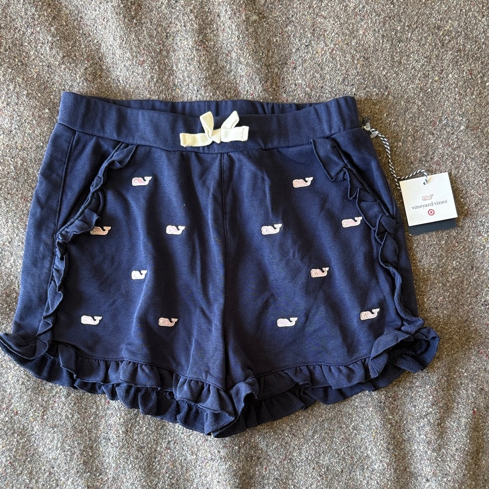 NWT - Kids Vineyard Vines for Target Navy Shorts w/ Pink Whale Embroidery Size L